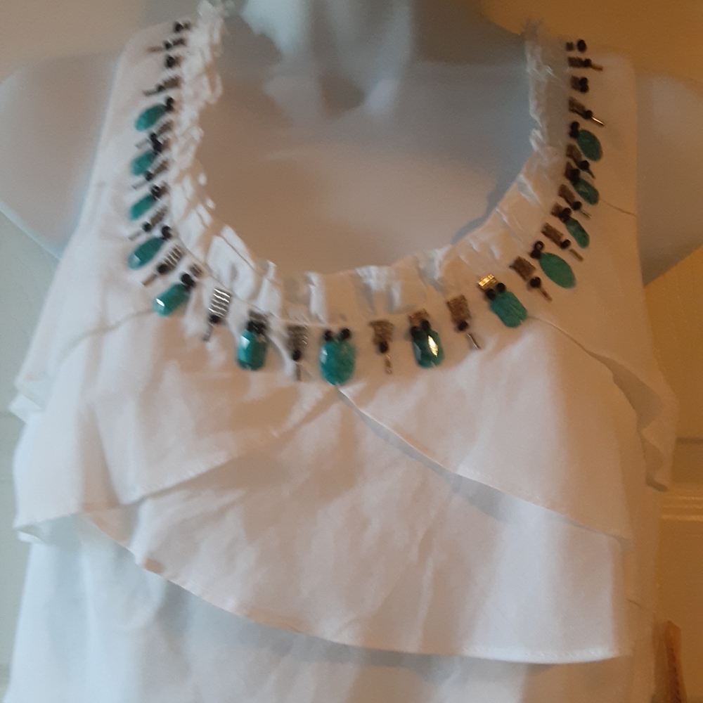 *  DRESSBARN  WHITE LAYERED DRESS - Picture 2 of 12
